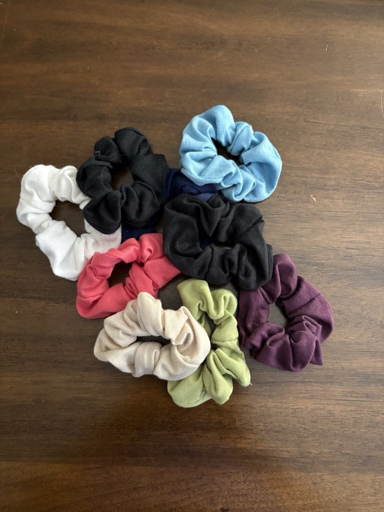 Set Of 9 Solid Color Hair Scrunchies Hair Ties Multicolor EUC R6