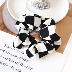 Checkered Plaid Hair Scrunchies Black White Checkerboard BW17 (Black White Plaid
