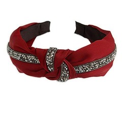 Ox Blood Fabric Flex Headband With Grey Diamante Strip Hair Accessory