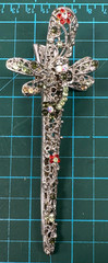 Dragonfly Hair Clip Womens 6″ Long Silver Multicolor Rhinestone Floral Metal