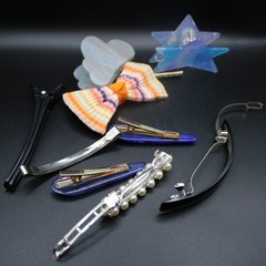 10 Hair Clips/Barrettes Girls Teens Some Vintage w/ Wear/Aging Cosplay Theatre