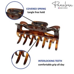 Parcelona French Classic 3″ Medium Celluloid Covered Spring Hair Claw Clip