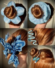 Blue Hair Accessories Set – Headbands, Clips