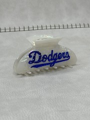 Dodgers Crystal Rhinestones White & Blue Hair Claw Clip 3.75” W X 2”