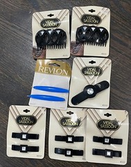 Vintage 1990s Barrettes Lot Vidal Sassoon Revlon Hair Clips Black Blue NOS