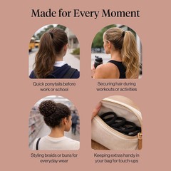 Kitsch Nylon Hair Ties No Damage – Stretchable Hair Bands for Strong All-Day Hol
