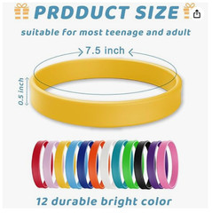 ZIQON 12 Pcs Solid Color Silicone Wristbands Blank Stretch Silicone Wristbands C