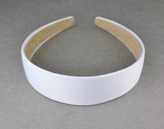 White classic style basic satin fabric covered headband hair band accessory