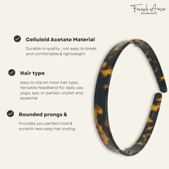 French Amie Handmade 1/2″ Celluloid Non Brittle Hair Headband for Girls