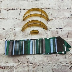 Bump It Hair Voluminous Headband Headscarf Cotton Striped Green Brown Blue White