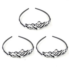 12 PCS Black Crown Hair Headband with Stones Assorted