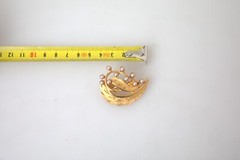 DOLCE & GABBANA Brooch Hair Pin Gold Brass Leaf Embellished Jewelry RRP 520usd