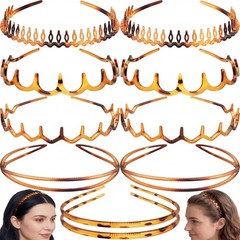 10 Pcs Glossy Leopard Print Zigzag Headbands for , Chic Tortoise Shell Patter…