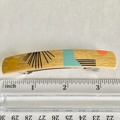 Stay Tight French Barrette Set of 2 Beige Wood Acrylic 3.5″ Long Hair Pop Art