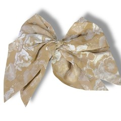 Free People Ethereal Dainty Rose Floral Twiggy Bow Barrette Neutral Tan Cream
