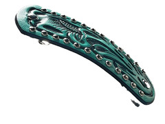 Western Womens Barrette 4.5 x 1.5 in Leather Studded Cowgirl Rodeo Horse Show T