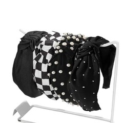 4-Pack Women’s Knotted Headbands, Checkered & Floral Prints, Non-Slip, Wide Top