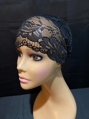 Under Hat / Under Scarf, One Piece Lace with Beads One Size fits All- Green