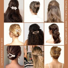 12 PCS Flat Hair Clips – 3 Styles Matte Claw 1 Count (Pack of 12), Brown