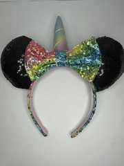 Disney Minnie Black Ears Pastel Rainbow Unicorn Mickey Sequin Mouse Headband