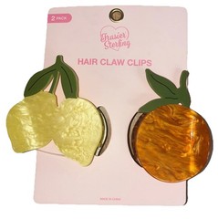 Frasier Sterling Portofino Hair Claw Clip Lemon Orange 3” Set Of 2 NEW