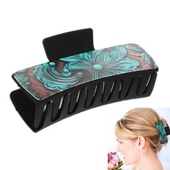 Western Cowgirl Turquoise Floral Large Hair Jaw Claw Hair Accessories