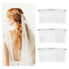 Lawie 20 Pack Bulk 20 Teeth Silver Metal Side Hair Combs Wire Twist Hair Clips W