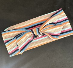 Anthropologie Stretch Soft Stripped Bow Headband