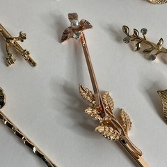 16 Gold Feather Leaf Flower Metal Hair Clips Bobby Pins New Free Shipping