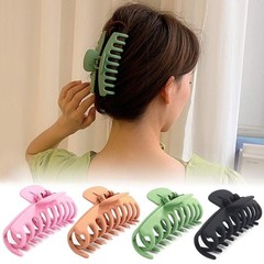 TOCESS Large Hair Claw Clips Strong Hold Non Slip Jaw Clip 4 Pack Matte Neutral
