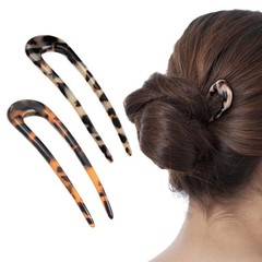 2 Pack Benefree French Style Cellulose Acetate Tortoise Shell U Shaped 4.7 inch