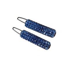 Hand Made Hair Jewelry swarovski crystal Covered Rectangle Barrettes, Blue