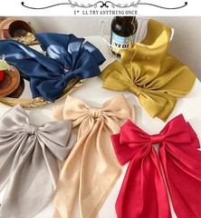 Solid Color Satin Ribbon Big Bows Hairpin Spring Clips Hair Accessories for