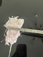 4Pc/White Hydrangea Artificial Silk Flower Picks w/ Pearl Bead Accents