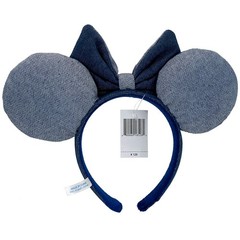 Disney-Parks Blue Mickey Minnie Mouse Stripe Denim Ears Blue Headband US Stock