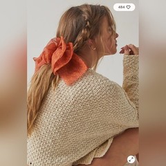 Free People Poppy Life Printed Large Bow Scrunchie Floral Orange Terracotta NWT
