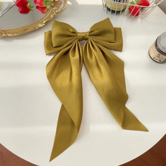 Solid Color Satin Ribbon Big Bows Hairpin Spring Clips Hair Accessories for Wome