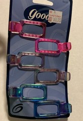 Goody 6 Colored Rectangular Fashion Plastic Pinch Clip (2 Diff Set) 1999 New G61
