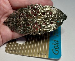 Vintage NOS PHILIPS Barrette Hair Clip Gold Tone Ornate Metal 4” #39019
