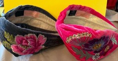 Powder Design Embroidered Fawn Velvet Headband Purple Pink Lot 2