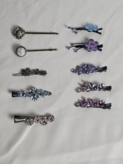 Vintage Hair Clips Barrette Multi-Color Lot of 10 Approx. 2in Long Floral Classy