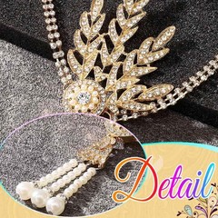 1920’s Flapper Headband Leaf Rhiestones Headpiece Bride Wedding Headdress Bridal