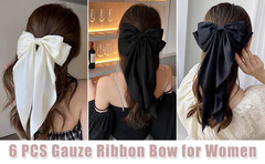 6 PCS Oversized Hair Bows, Big Bows for Girls and Women, Hair Ribbons