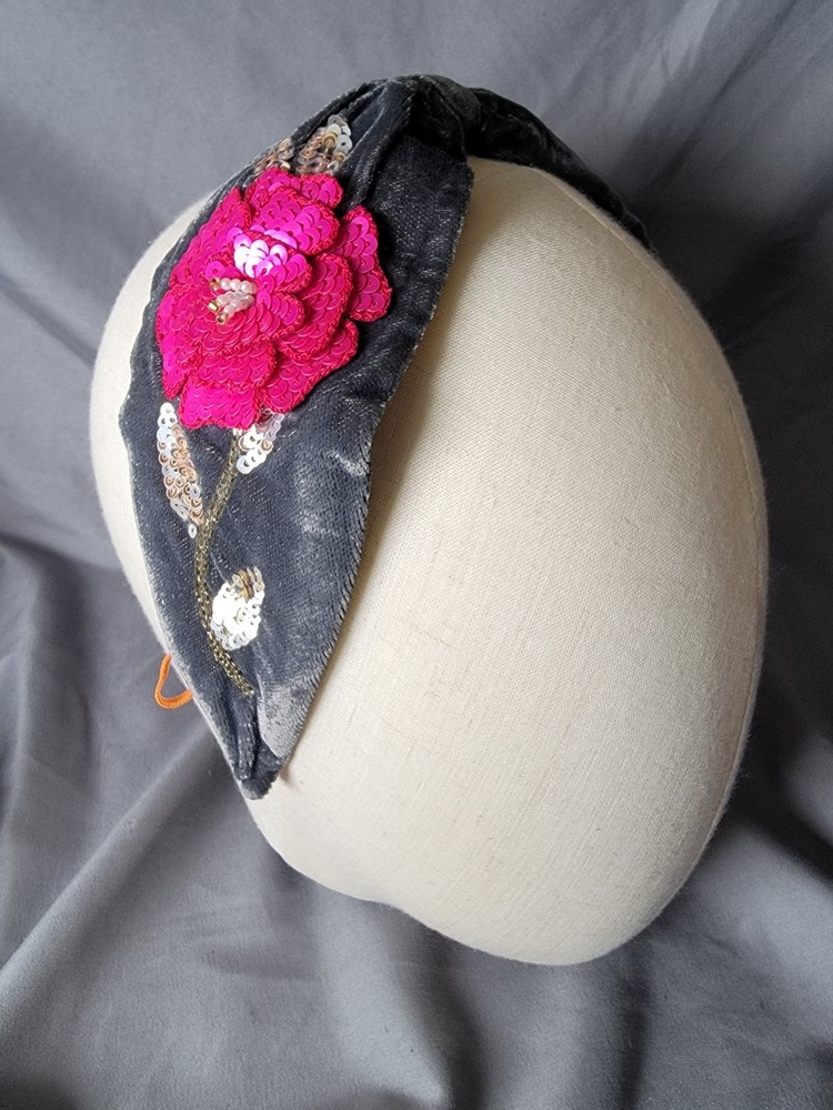Vintage Western Beaded Headband Multicolor Floral Pattern Colorful Boho