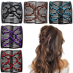 5 Pieces Stretchy Magic Hair Comb Adjustable Elastic Comb Clip for Women Girls N