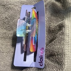 Claire’s Rectangular Clear Plastic Rainbow Hair Claw Clip 3” Long