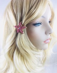 Starfish Hair Clip use Swarovski Crystal Hairpin Seastar Mermaid Gold Light Pink