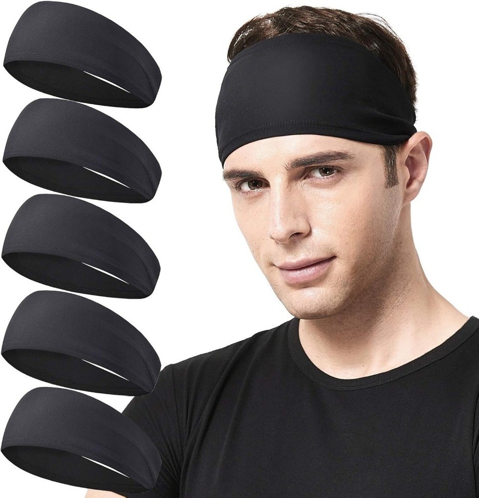 5 Pack Workout Headbands – Moisture Wicking Sports Sweatbands for Men & Women