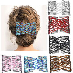 6 Pieces Magic Hair Comb Elastic Beaded Hair Clips Women Stretchy Bride Double
