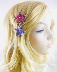 Starfish Hair Clip use Swarovski Crystal Hairpin Seastar Mermaid Gold Light Pink